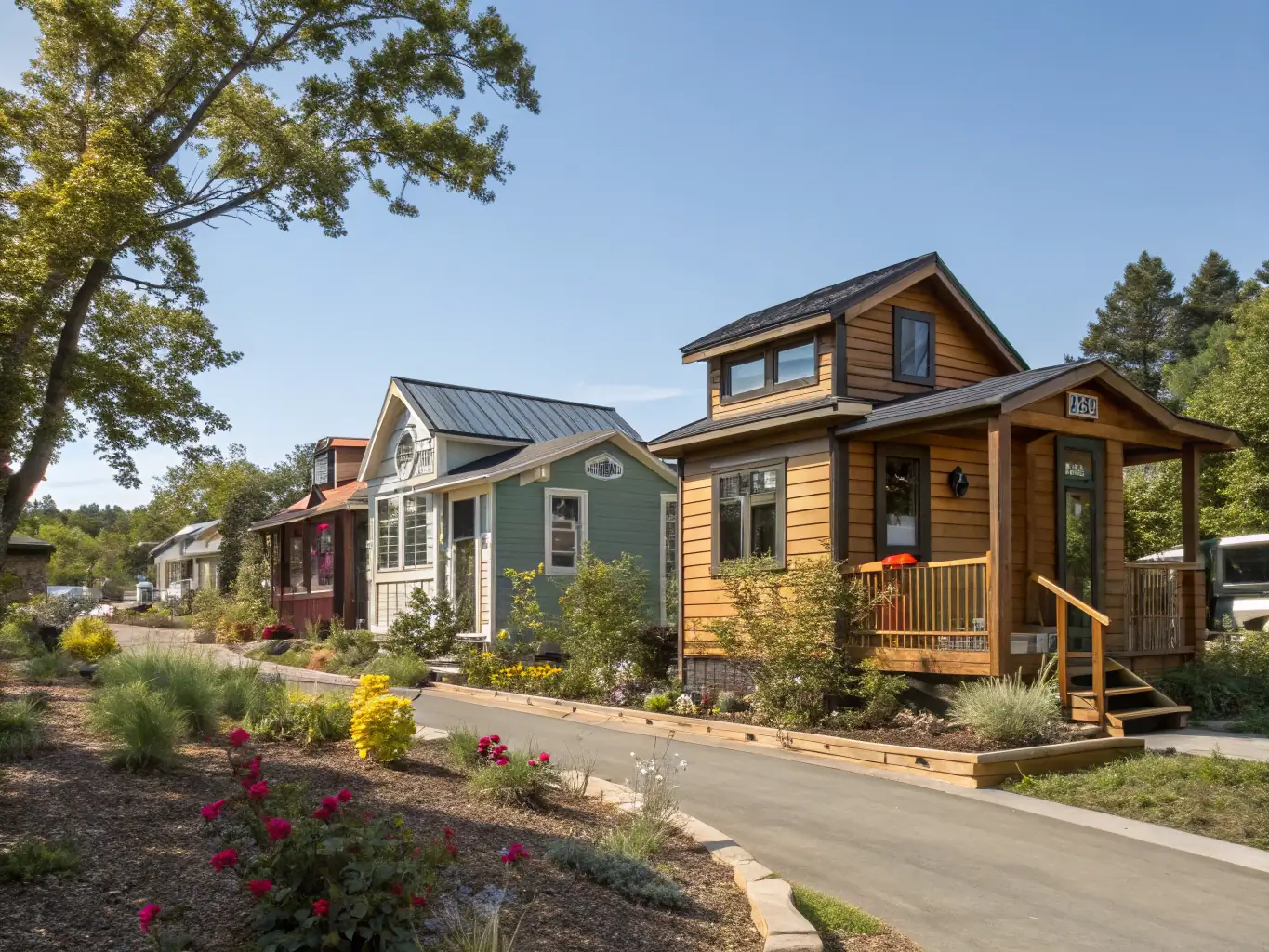 A diverse range of tiny homes in various settings, from rural landscapes to urban backyards, highlighting the versatility and adaptability of tiny home living.