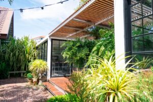 Modern shipping container home in an Australian setting