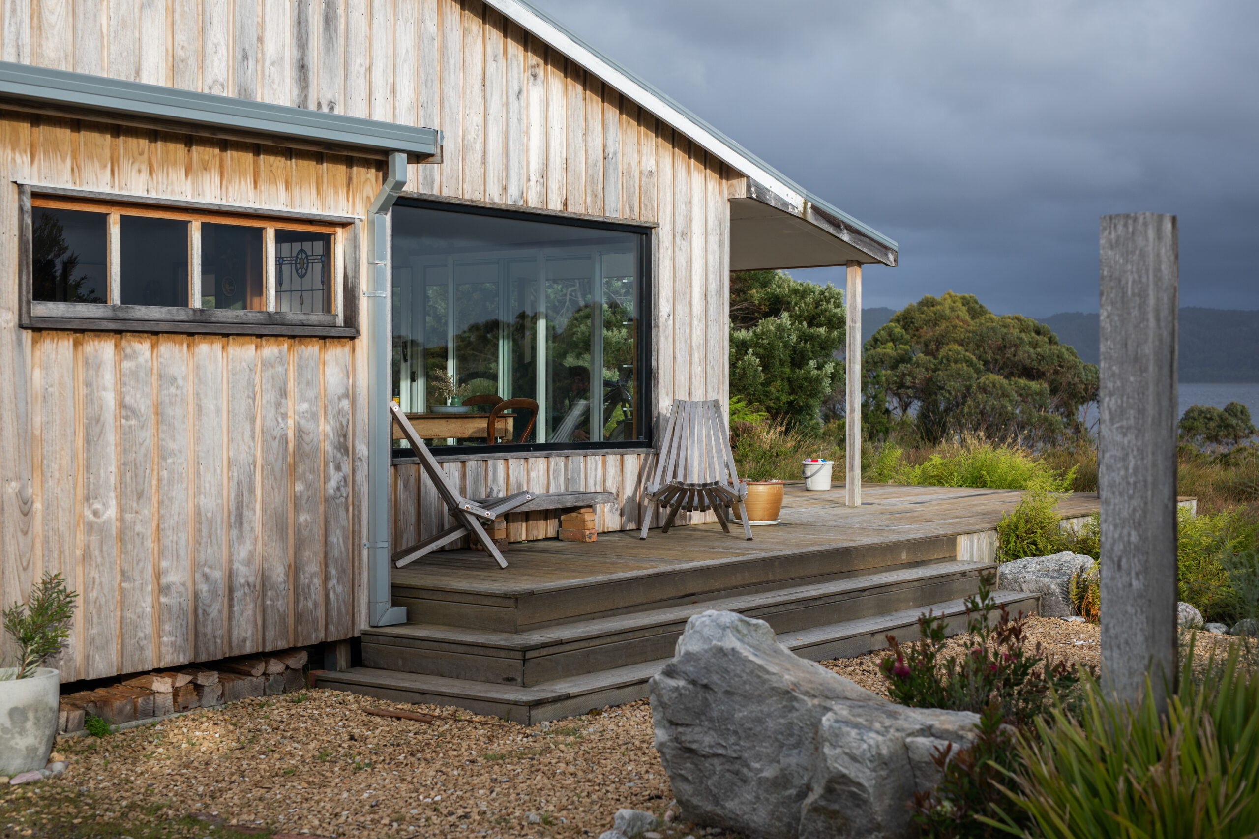 Warm timber tiny home with a relaxed outdoor deck