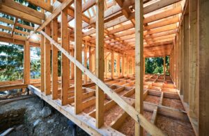 Timber frame of a new house under construction