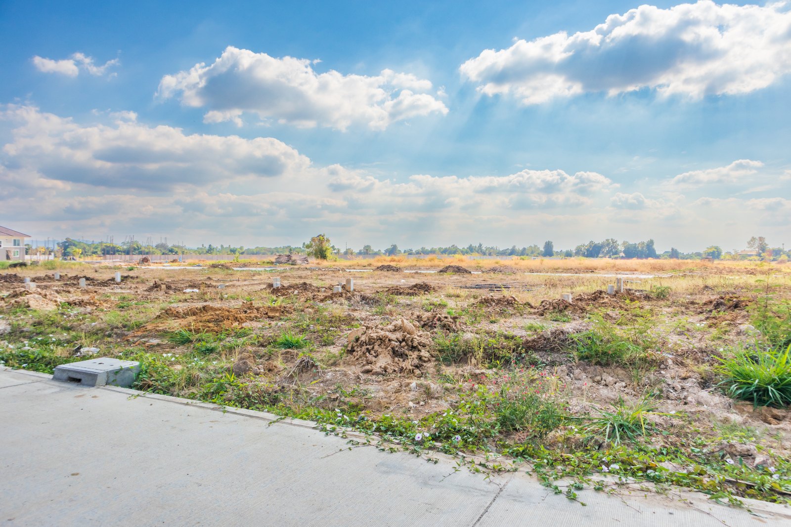Vacant residential building block prepared for new house construction in Australia