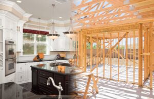 Half-renovated Australian home with a finished kitchen meeting exposed timber framing